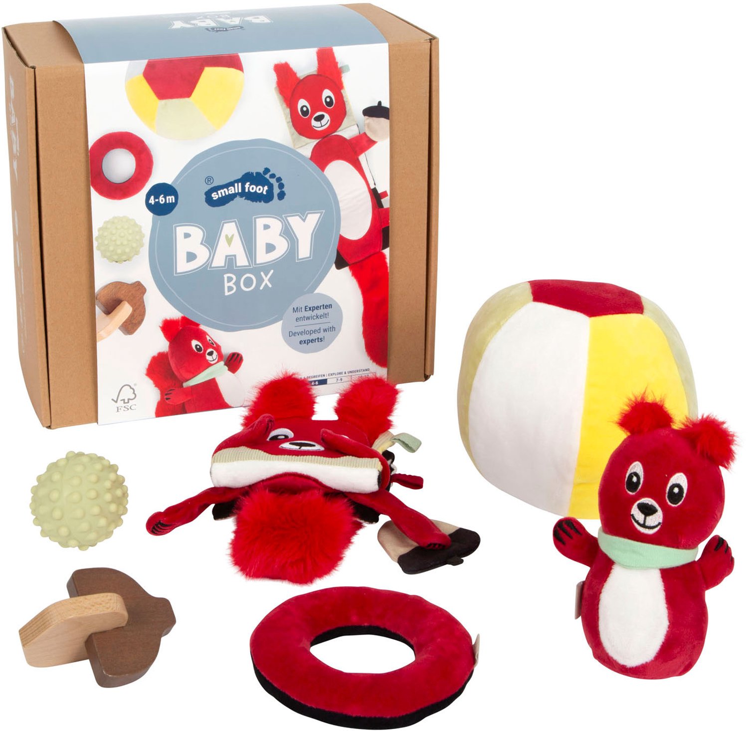 Small Foot Baby-Box 4 - 6 Maanden Ontdekken en Begrijpen Babyspeeltjes