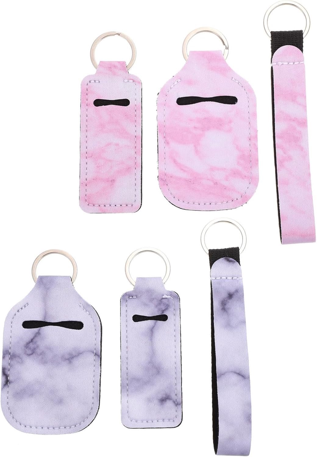 Holibanna 6stuks Marmer Patroon Sleutelhangers Lippenstift Beschermhoezen Assorti Kleuren Duurzaam Handig Voor Thuisgebruik