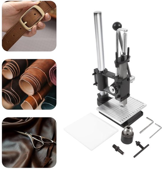 Stansmachine, gatpons, instelbare hoogte 0-16 cm, gattang voor leer, papier, stof en zachte kunststof — afbeelding 5