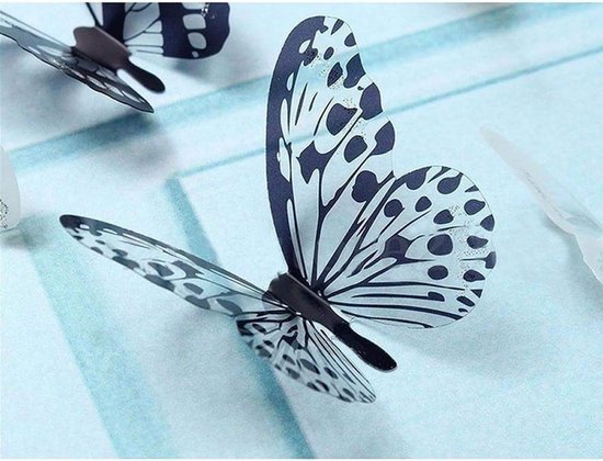36 stuks muurstickers vlinder, kunststicker citaten doe-het-zelf zelfklevende vlinders zwart wit raamdecoratie behang 3D vinyl voor thuis woonkamer badkamer keuken decor — afbeelding 4