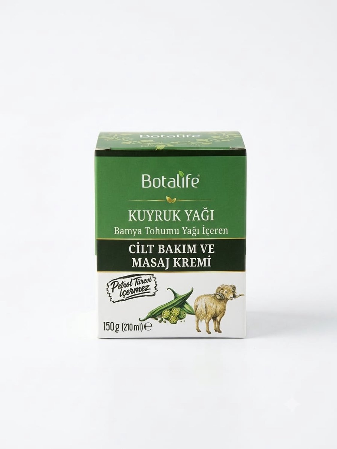 Botalife- Schapenvet Crème- Kuyruk Yagi Kremi- Staartvet Crème- %100 Natuurlijk- Voor Knie - Met Okra-zaadolie en Bijenwas- 210 ml