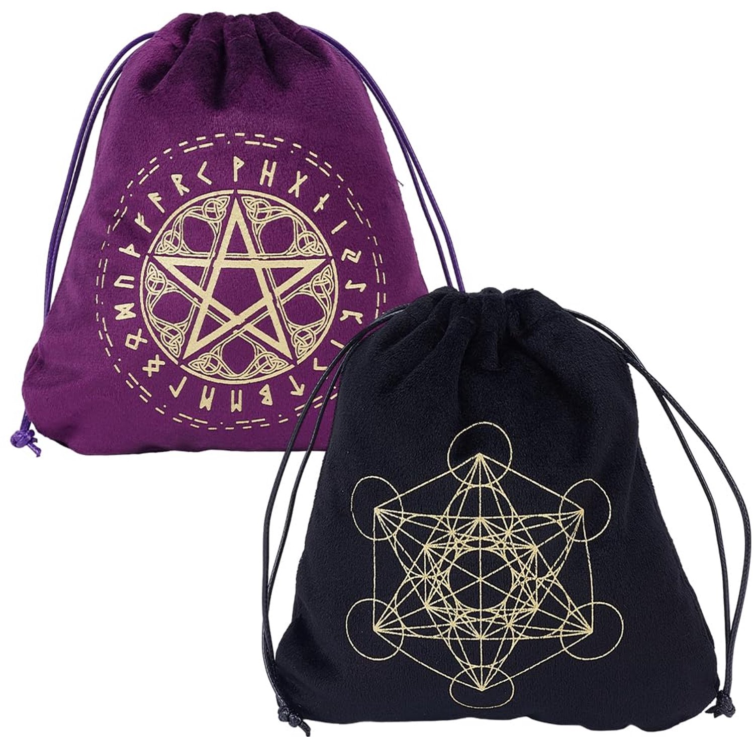 CREATCABIN 2 stuks fluwelen tarotkaart opbergtas dobbelstenen zakjes trekkoord pentakel rune sieraden cadeau verpakking zakken voor tarotkaarten krist