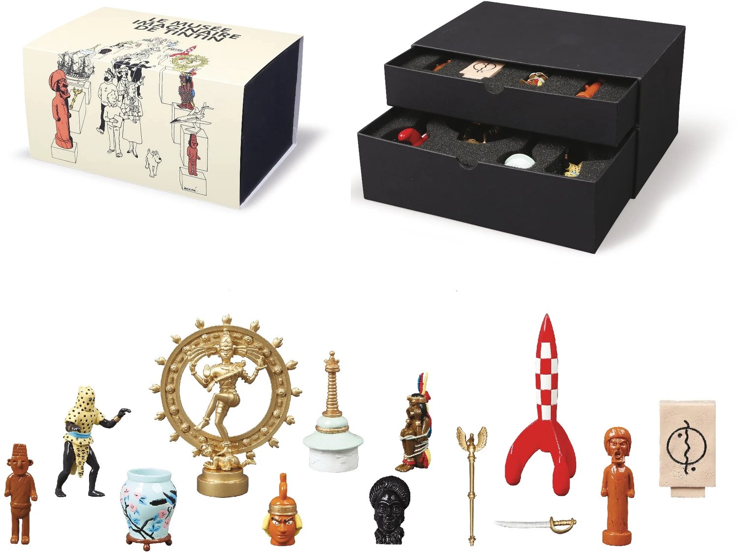 Kuifje Musée Imaginaire – Ladekastje met 13 miniaturen – Gelimiteerde editie