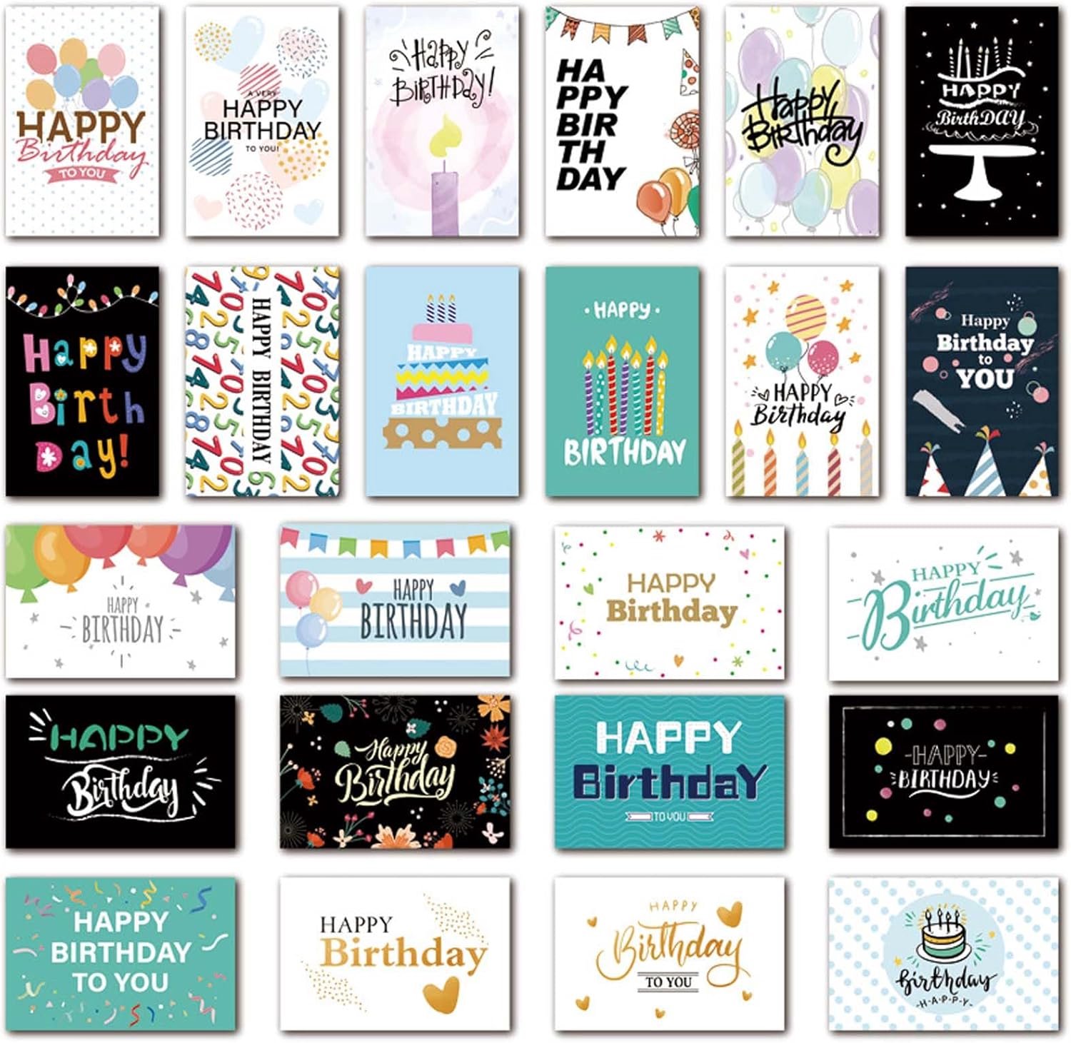 Verjaardagskaarten 24 Stuks - Happy Birthday Kaarten - Blanco voor Iedereen - Perfect voor Feestdagen - ShopVlot