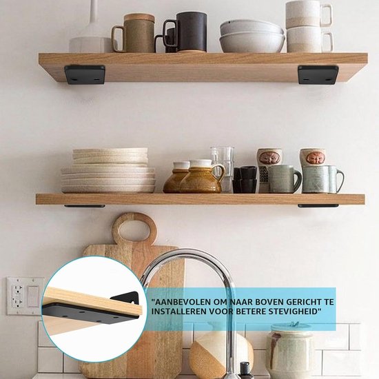 Set van 4 Onzichtbare Planksteunen, 14 cm Zware Steunen voor Wandmontage, Ideaal voor Drijvende Planken en Opbergruimte — afbeelding 2