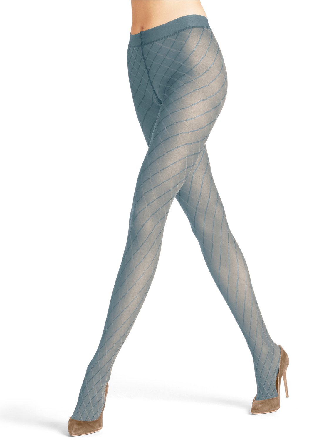 FALKE Intrigue gedessineerd materiaal transparent 30 DEN panty dames blauw - maat XL