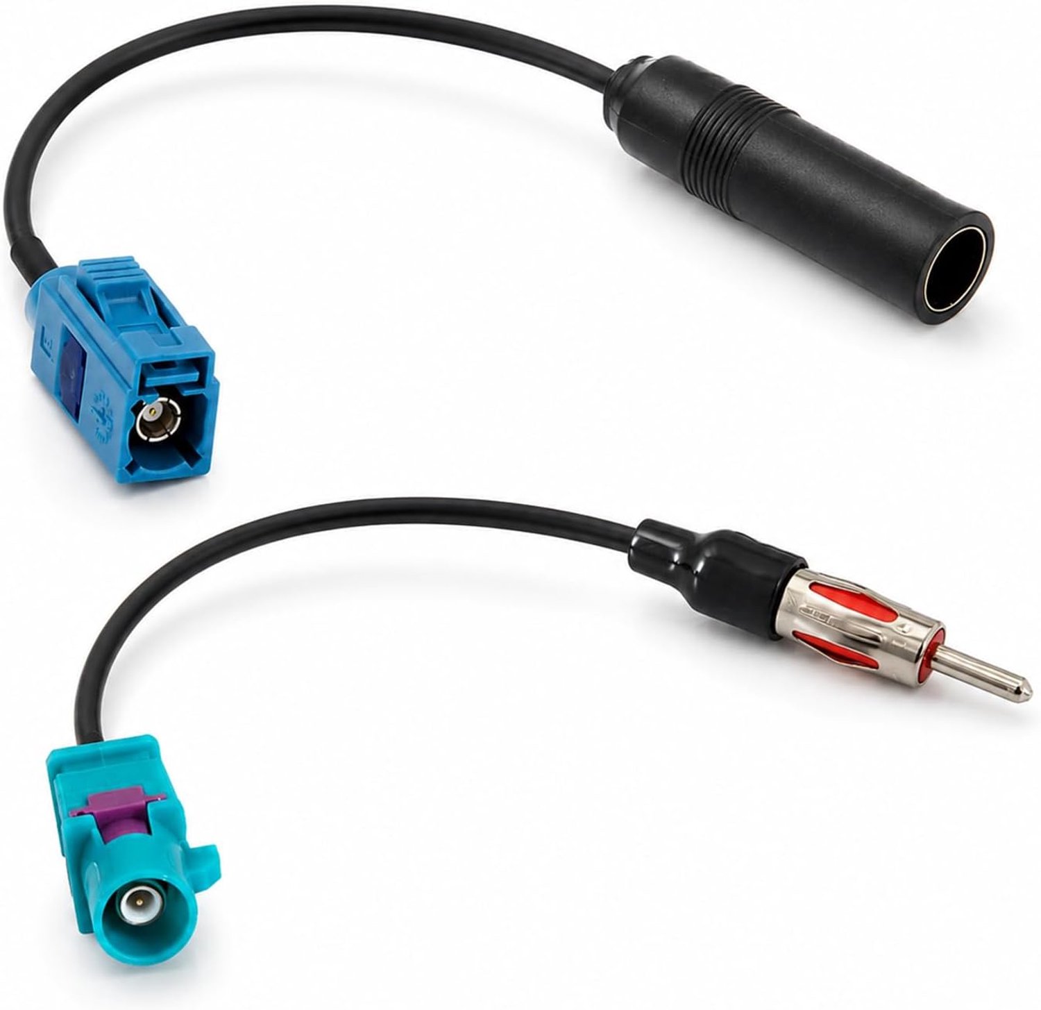 Set van 2 autoradio-antenneadapters (Fakra Z-stekker naar DIN ISO), universele FM/AM/DAB-stereoradio-aansluitkabel (stekker naar bus), compatibel met autoradio's, multimediaspelers, auto-audiosystemen