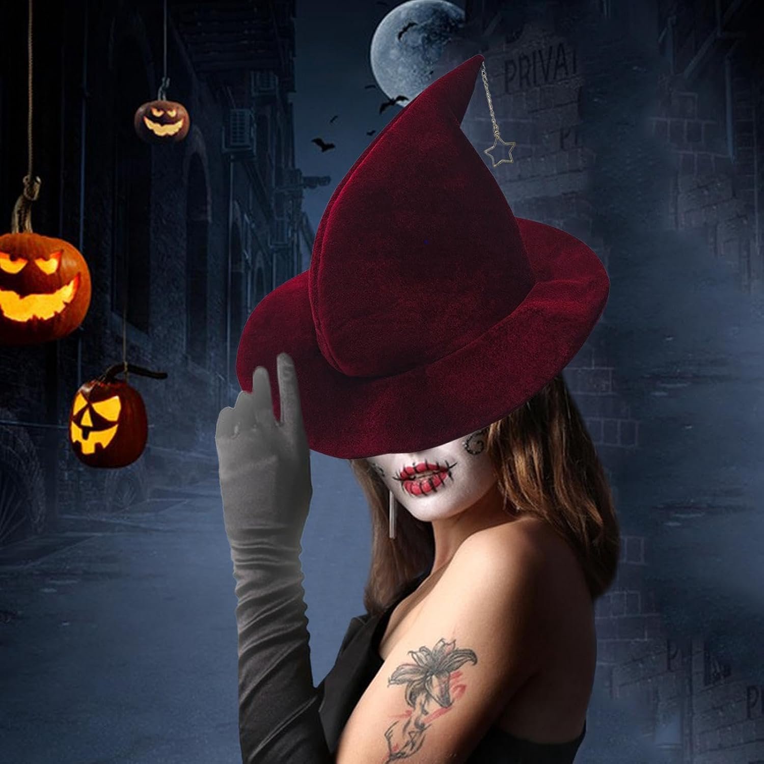 Heksenhoeden Halloween brede rand opvouwbaar met sterbedel