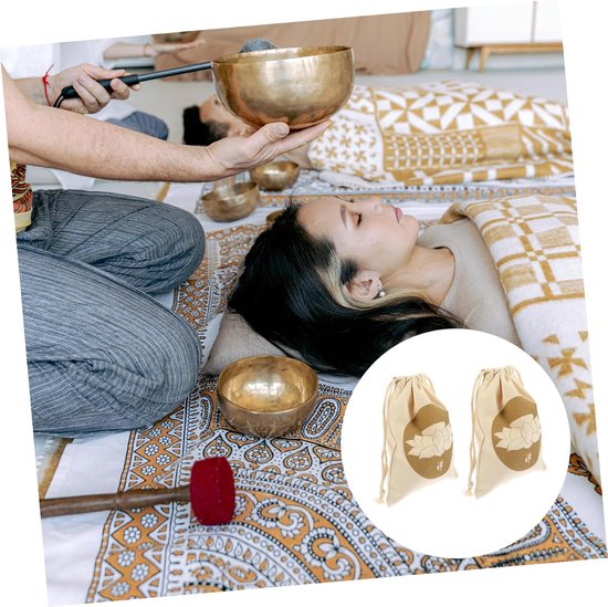 2stuks Zen Meditatie Geluid Kom Tas Katoenen Opbergtas Met Trekkoord Voor Meditatiekussen Duurzaam Praktisch Voor Reizen Buitenactiviteiten — afbeelding 4