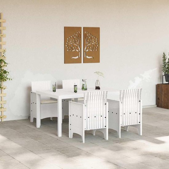 Poly rotan moderne tuintafel buitenchic Wit Crèmewit — afbeelding 3