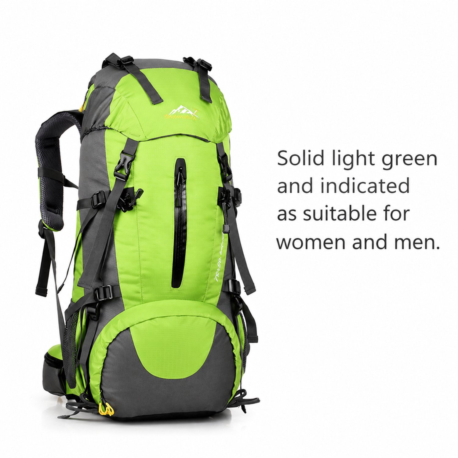 Rugzak 45+5L - lichtgroen, effen - voor outdooractiviteiten en reizen