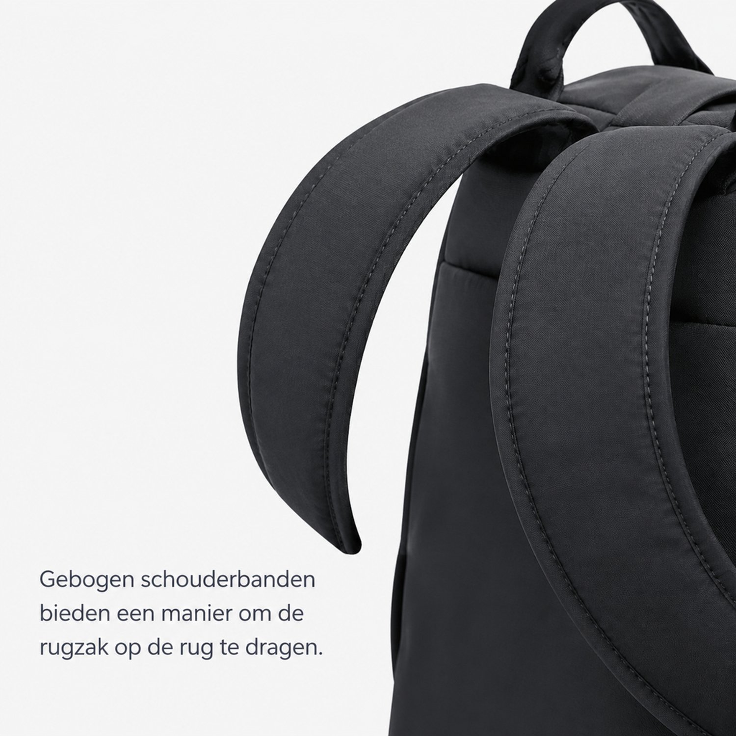 Rugzak - mini-uitvoering - gebogen schouderbanden - effen zwart - voor casual reizen