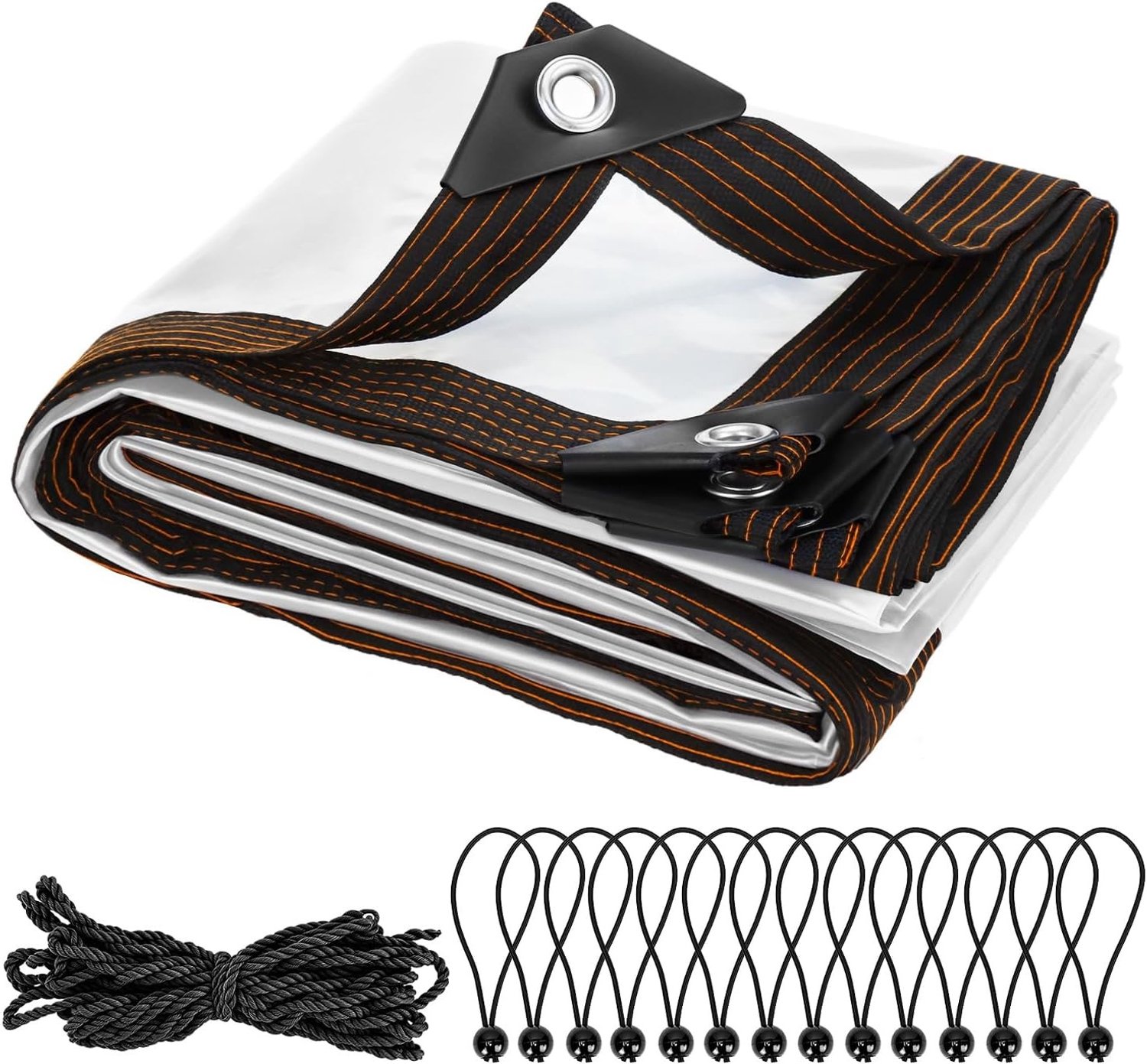 Transparante Zeildoek 2 m x 4 m, Waterdicht Zeil met Oogjes en Touw voor Tuin, Kamperen en Kweekkas
