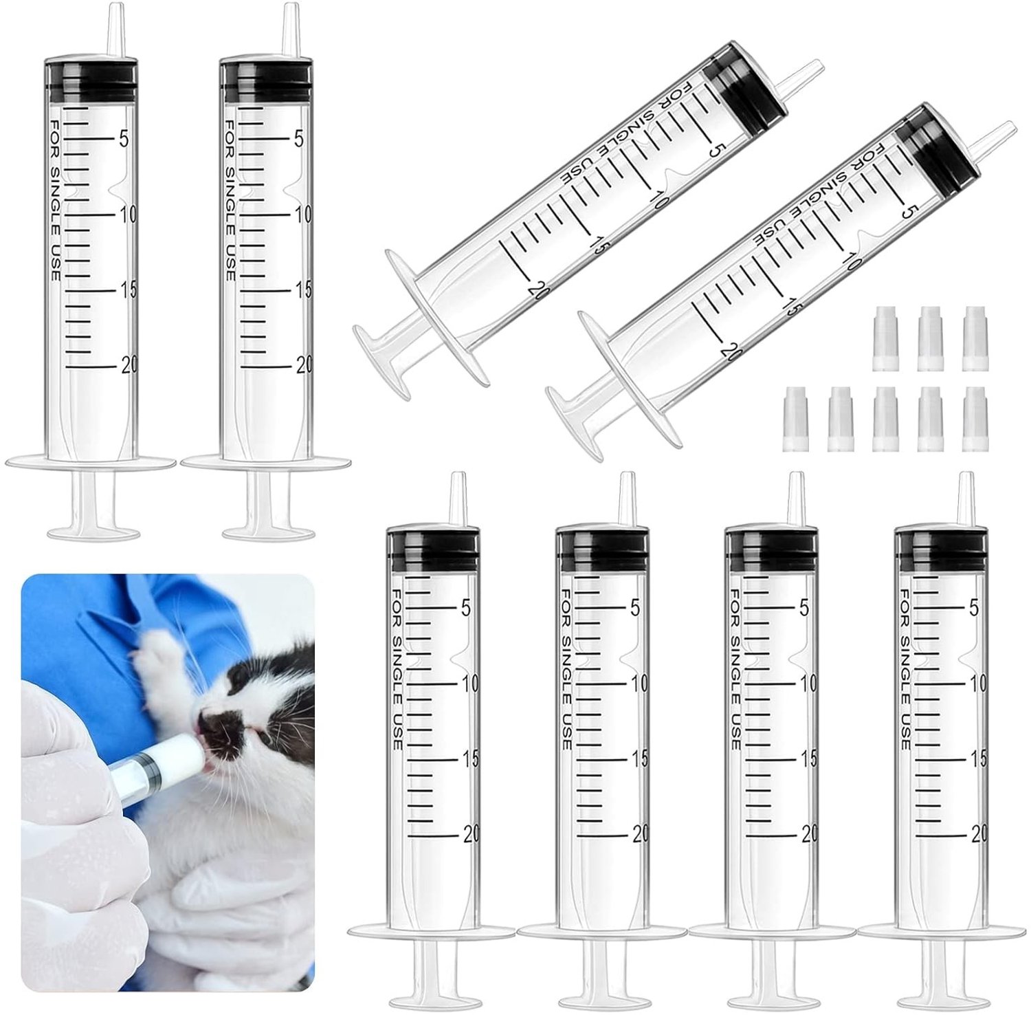 Wegwerpspuiten - Wit - 20 ml - Plastic Spuit zonder Naald - Voor Laboratorium, Dierenvoeding en Cosmetica