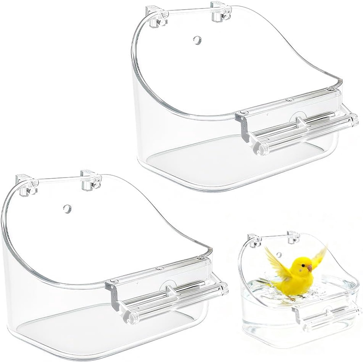 Hanging Bird Bath - 2 Stuks - Transparant Plastic - Veilig en Duurzaam Voor Sittiche - Homevero
