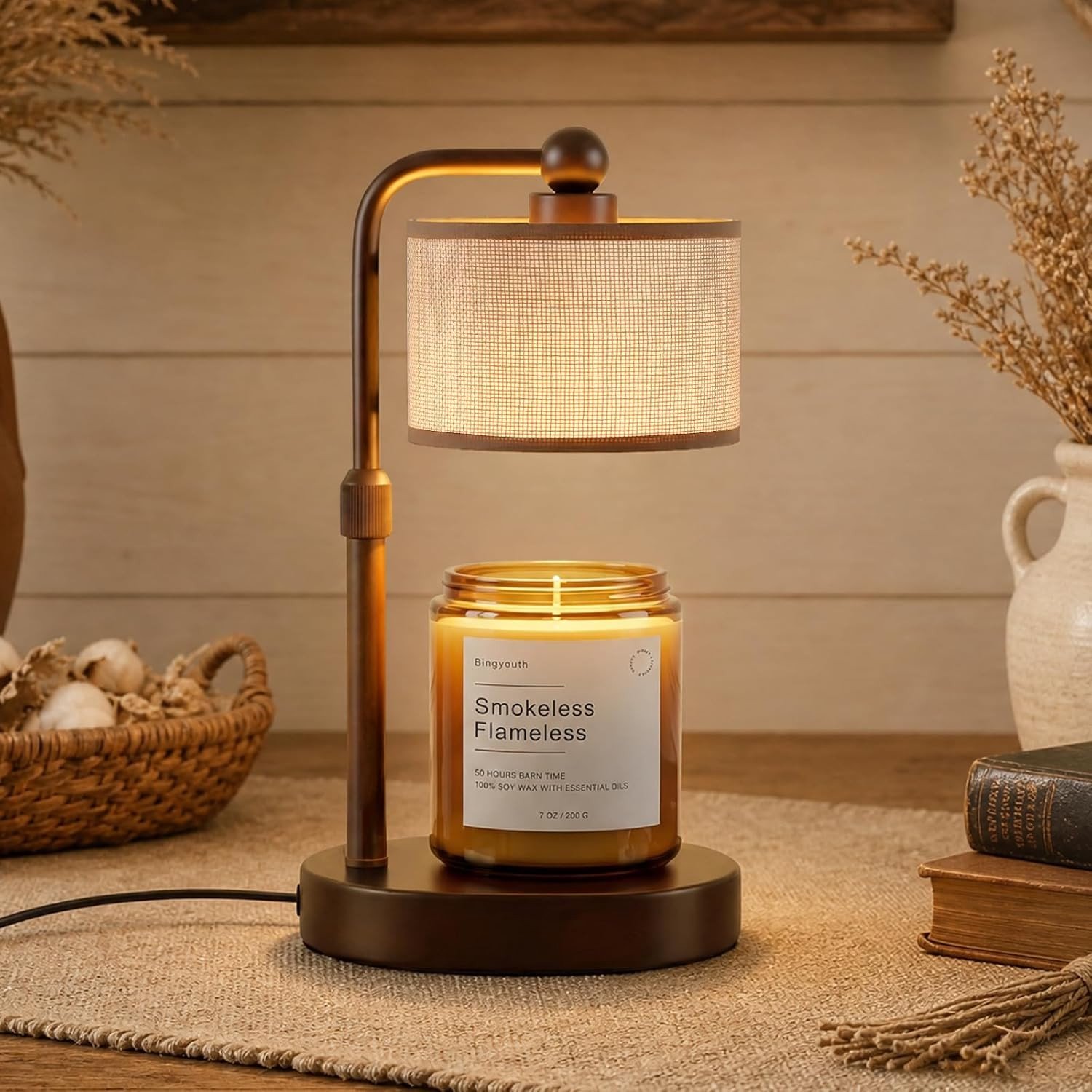 Candle Warmer Lamp met Timer in Bruin - Geurkaarsen Verwarmen, Sfeerverlichting, Aromatherapie