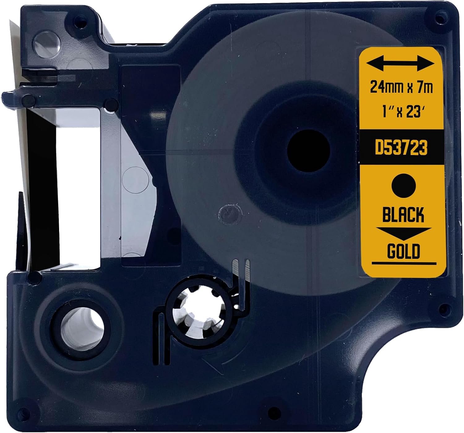 Label tape 24mm x 7m - zwart op goud - permanente hechting - geschikt voor Dymo - ShopVlot