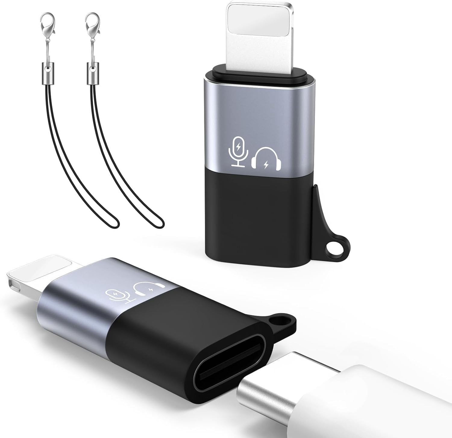 Audio-adapter USB C naar Lightning voor iPhone - 2-pack, Compatibel met DJI Mic Mini, Hoge Geluidskwaliteit, Compact Ontwerp