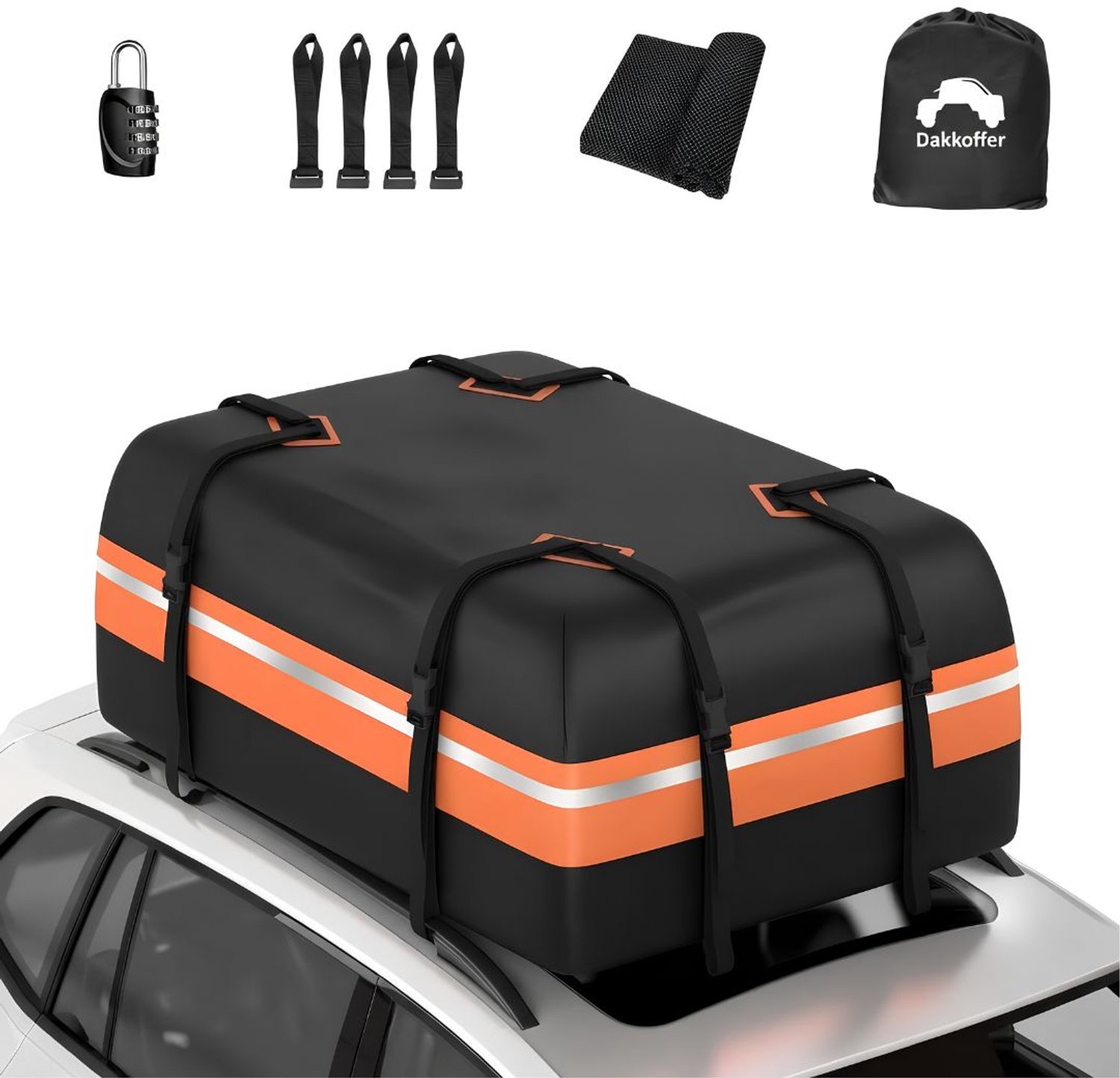 KLS® Dakkoffer - Dakkoffer Opvouwbaar - Auto Dakkoffer - Zwart - 112cm x 86cm x 43cm
