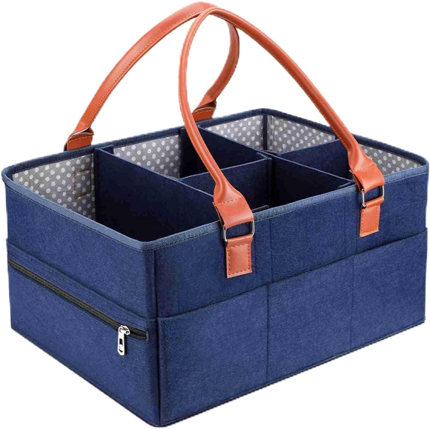 Grote draagbare luiertas met organizer, multifunctionele opbergbak voor luiers, uitneembare scheidingswanden en praktische opbergruimte voor babyaccessoires