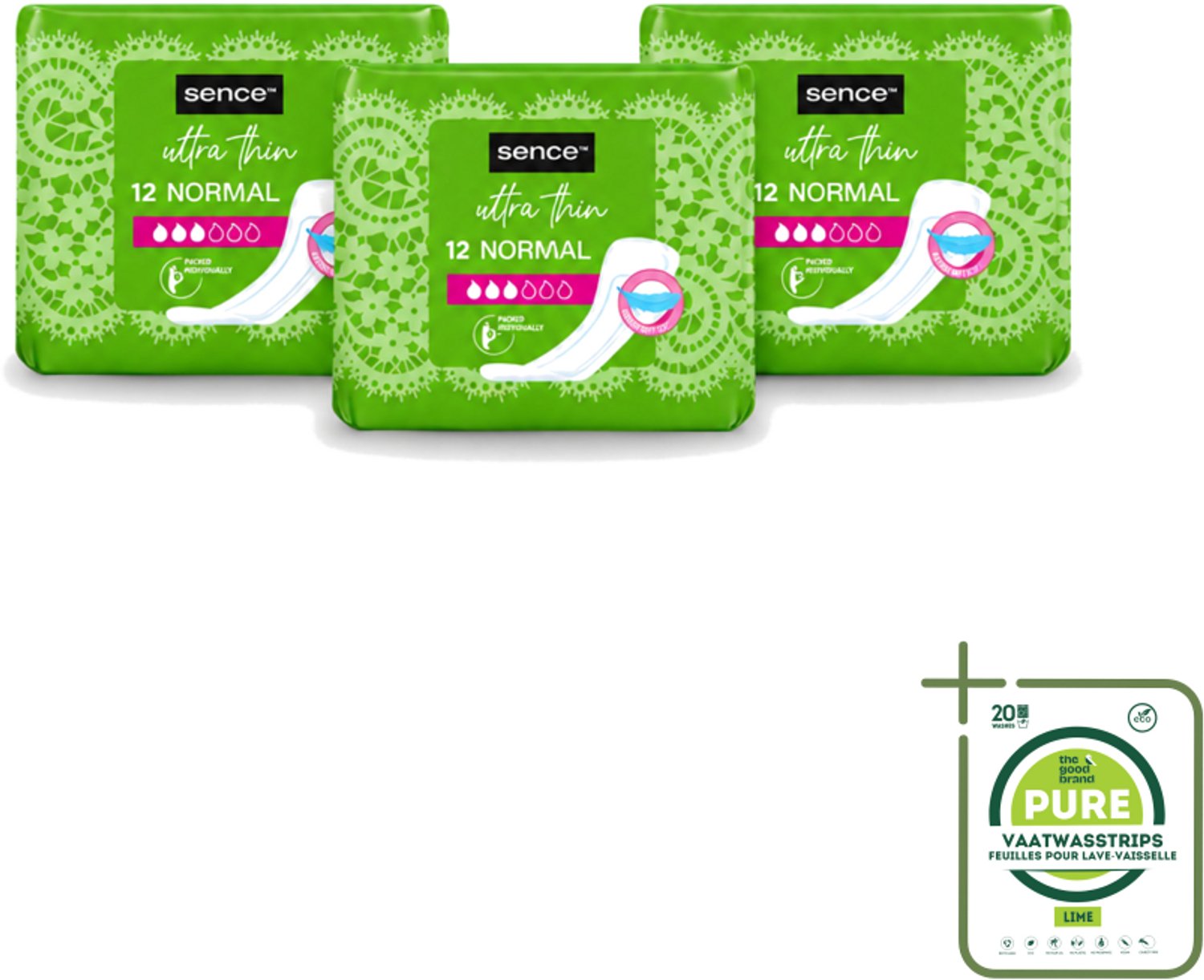 3 x Sence - Normaal - Maandverband - Zonder Vleugels - 12 Maandverbanden - Grootverpakking - Maandverband - Menstruatie - Hygiëne - Absorptie - Comfort