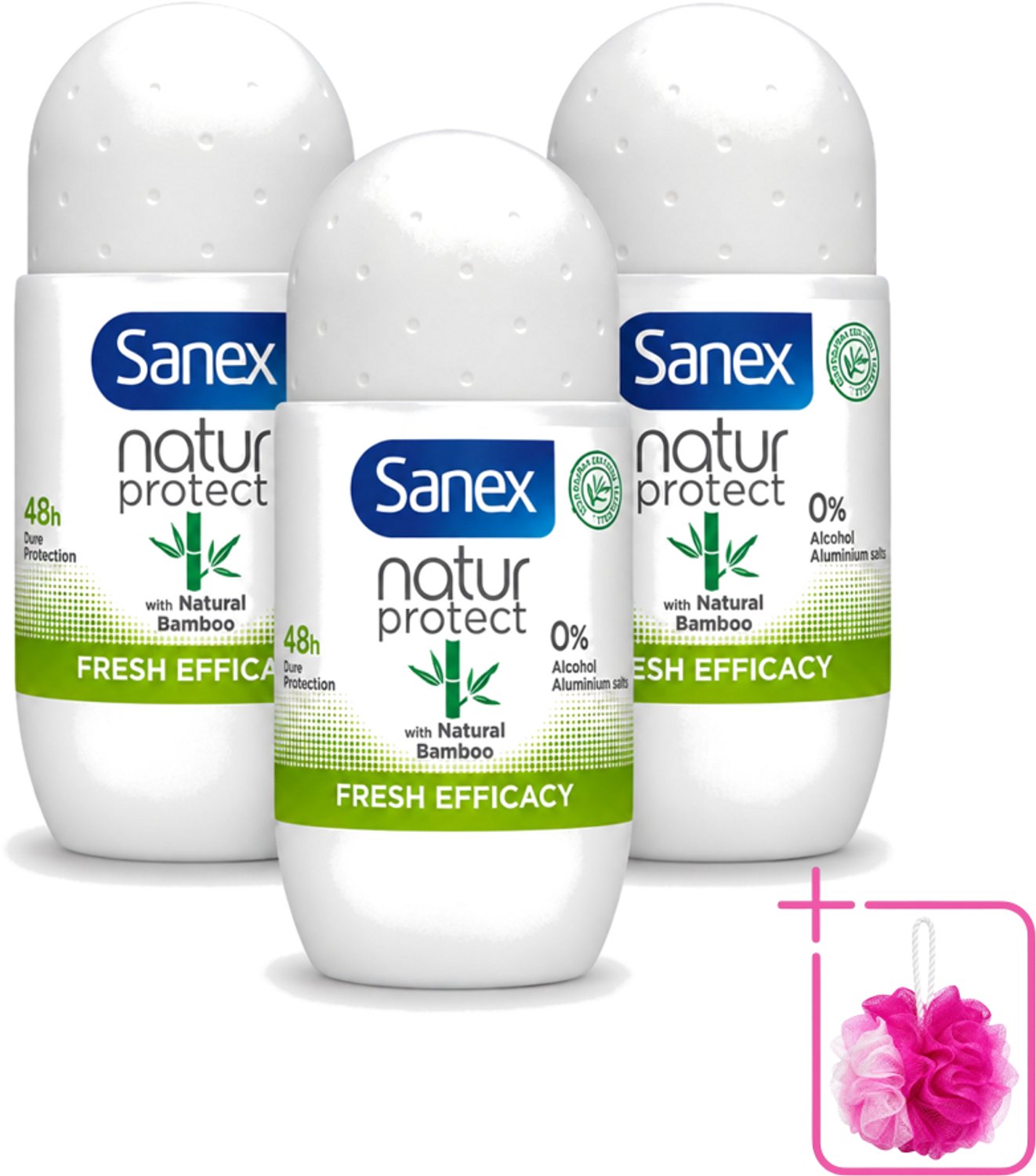 3 x Sanex – Deo Roll-on – Bamboo Fresh Efficacy – 50 ml - Bulkverpakking - Deodorant roll-on - Bamboe geur