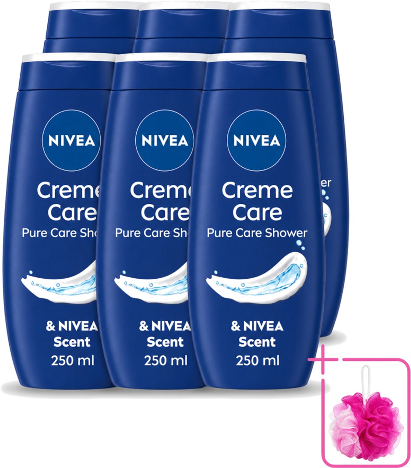 6 x Nivea - Douche Crème - Beschermend - Unieke Nivea Crème Geur - 250 ml - Bulkverpakking - Douchecrème - Douchemop - Huidbescherming