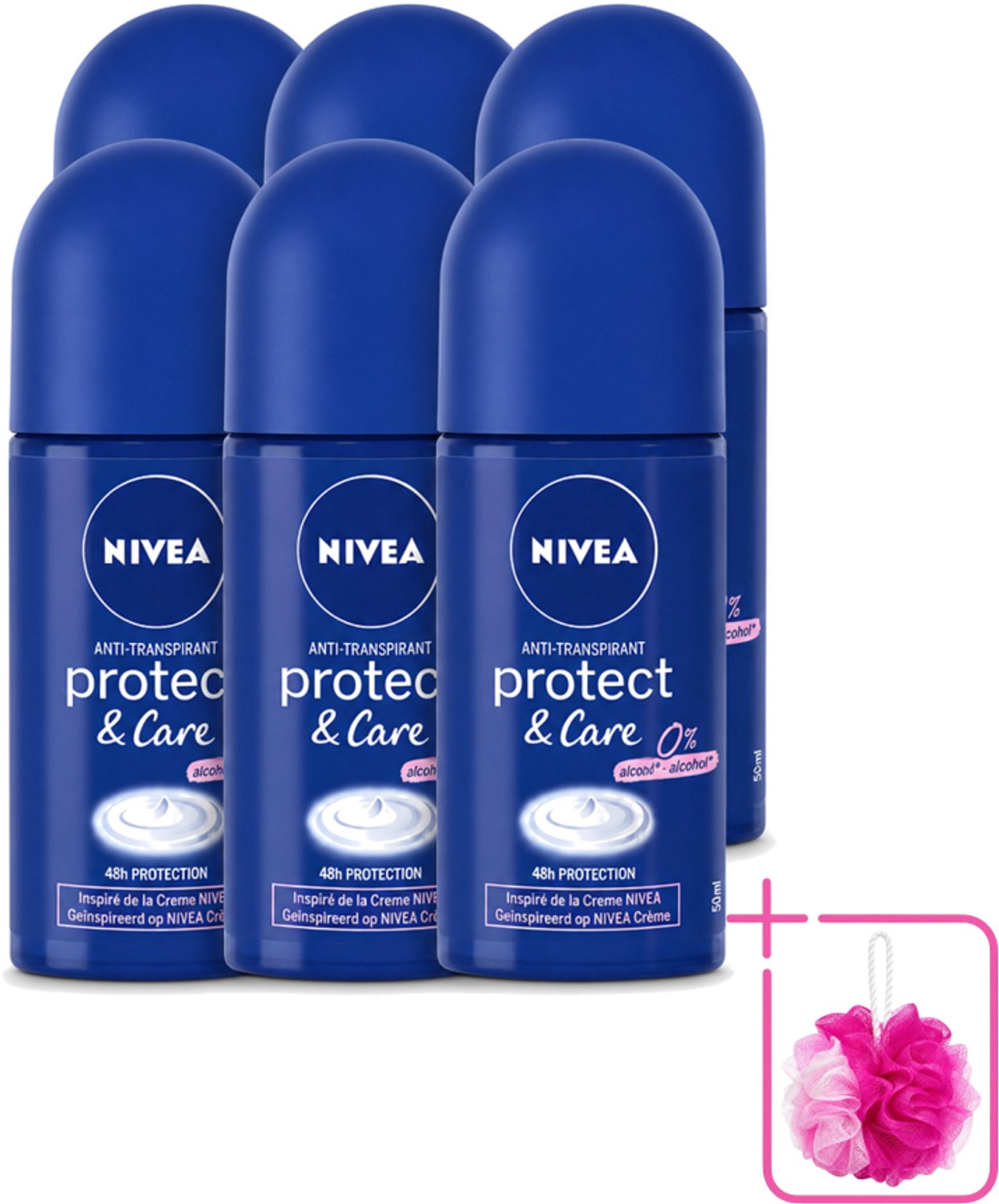 6 x Nivea - Protect & Care - Deodorant - Roll-On - 50 ml - Bulkverpakking - Anti-transpirant - Deodorant