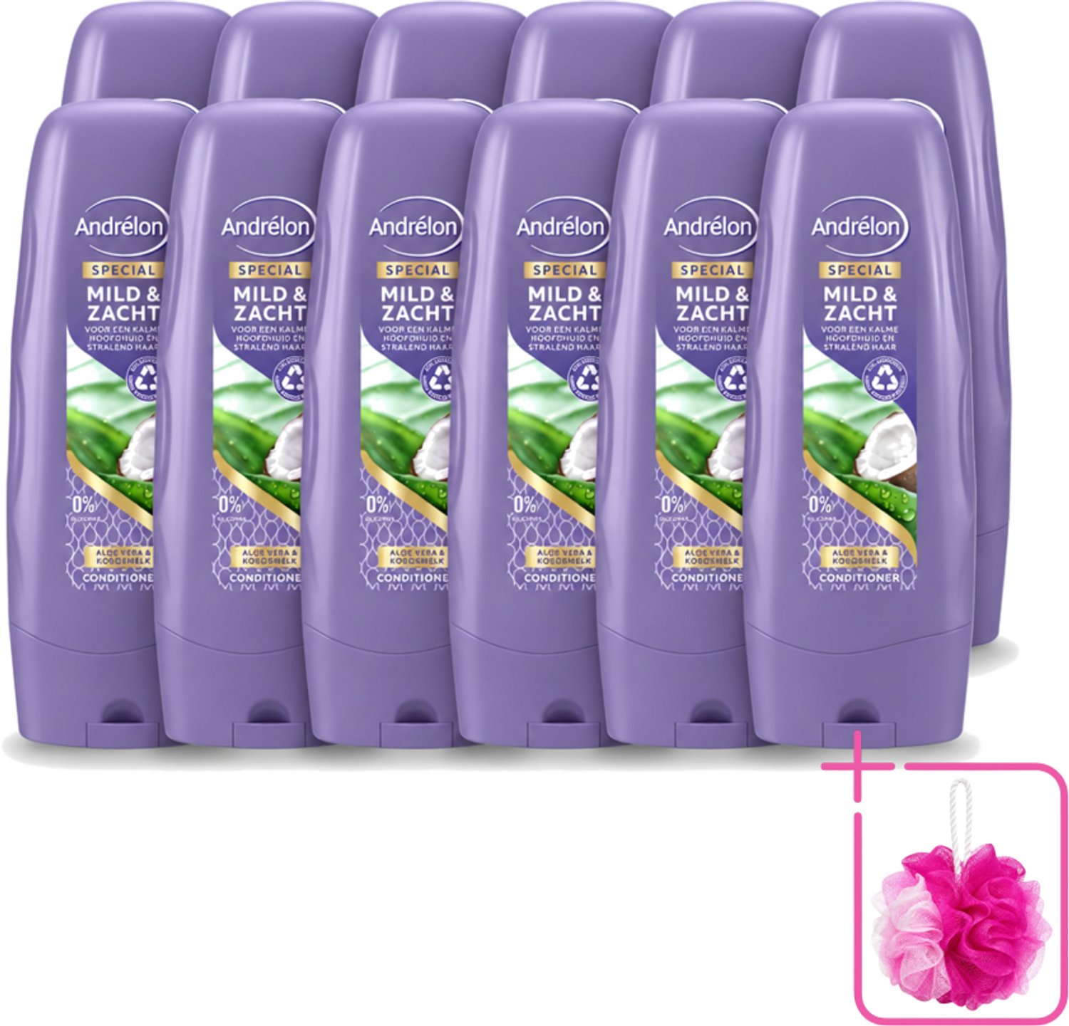 12 x Andrélon - Mild & Zacht - Conditioner - Voor Gevoelige Hoofdhuid - 300 ml - Bulkverpakking - Gevoelige hoofdhuid - Douchemop - Droge hoofdhuid