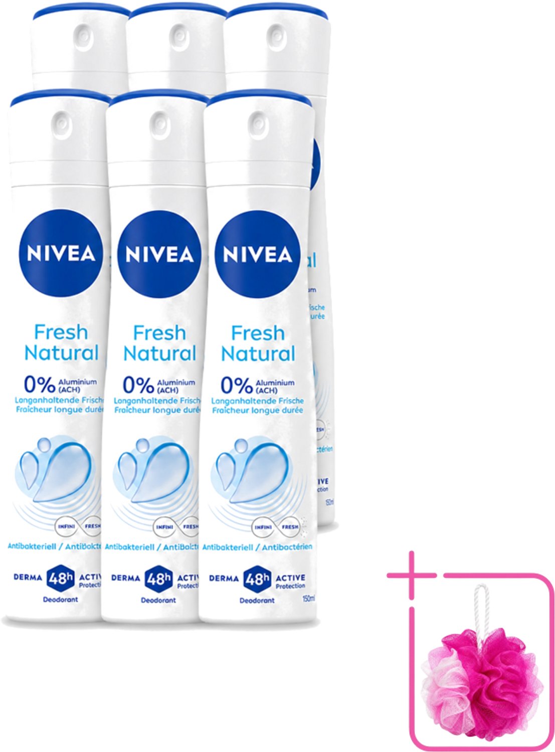 6 x Nivea - Deodorant Spray - Fresh Natural - 48 Uur Lang Werkend - 150 ml - Bulkverpakking - NIVEA Deodorant Spray - Anti-transpirant