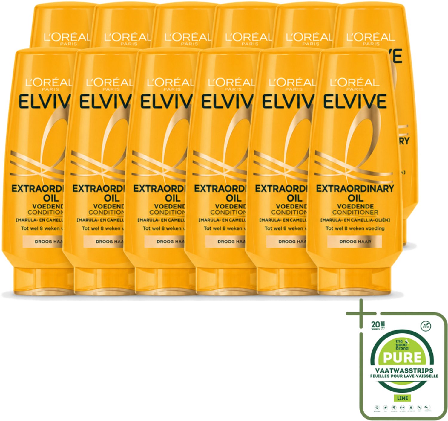 12 x L'Oréal Paris Elvive Extraordinary Oil - Conditioner - Droog Haar - 200ml - Grootverpakking - Vaatwasstrips - Droog Haar - Haar Verzorging - Haar Hydraatatie - Haar Herstel - Haar Glans