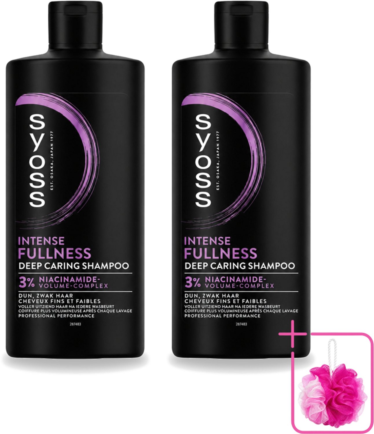 2 x Syoss – Shampoo – Intense Fullness – 440 ml - Bulkverpakking - Volume shampoo - Douchemop - Volumeshampoo