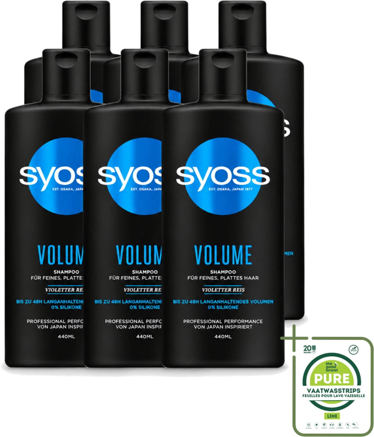 6 x Syoss – Shampoo – Volume – 440 ml - Grootverpakking - Vaatwasstrips - Volume Shampoo - Fijn Haar Shampoo - Slap Haar Shampoo - Lift Haar - Body Haar