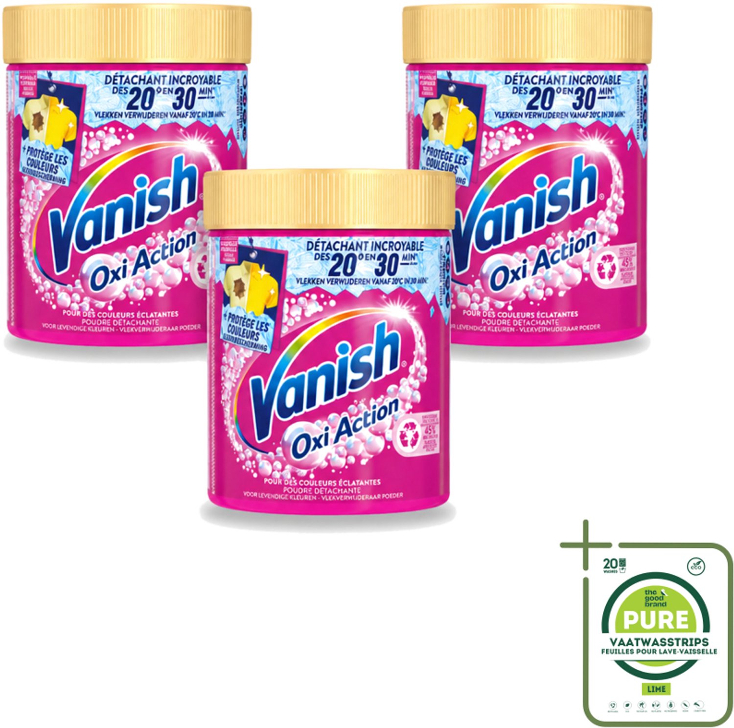 3 x Vanish – Wasbooster Poeder – Oxi Action Gekleurde Was – 470 g - Grootverpakking - Vaatwasstrips - Wasbooster - Kleurbehoud - Vlekverwijdering - Wasmiddel - Anti-verkleuring
