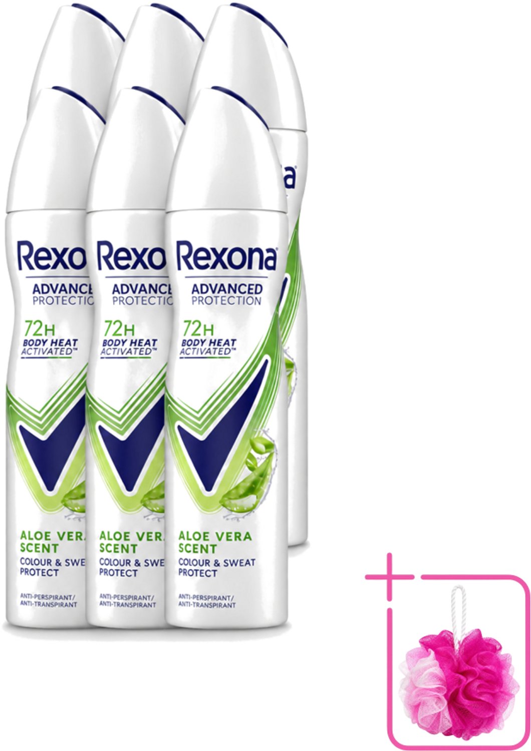 6 x Rexona - Deodorant - Spray - Aloe Vera Scent - 150ml - Bulkverpakking - Deodorant spray - Zweetvermindering