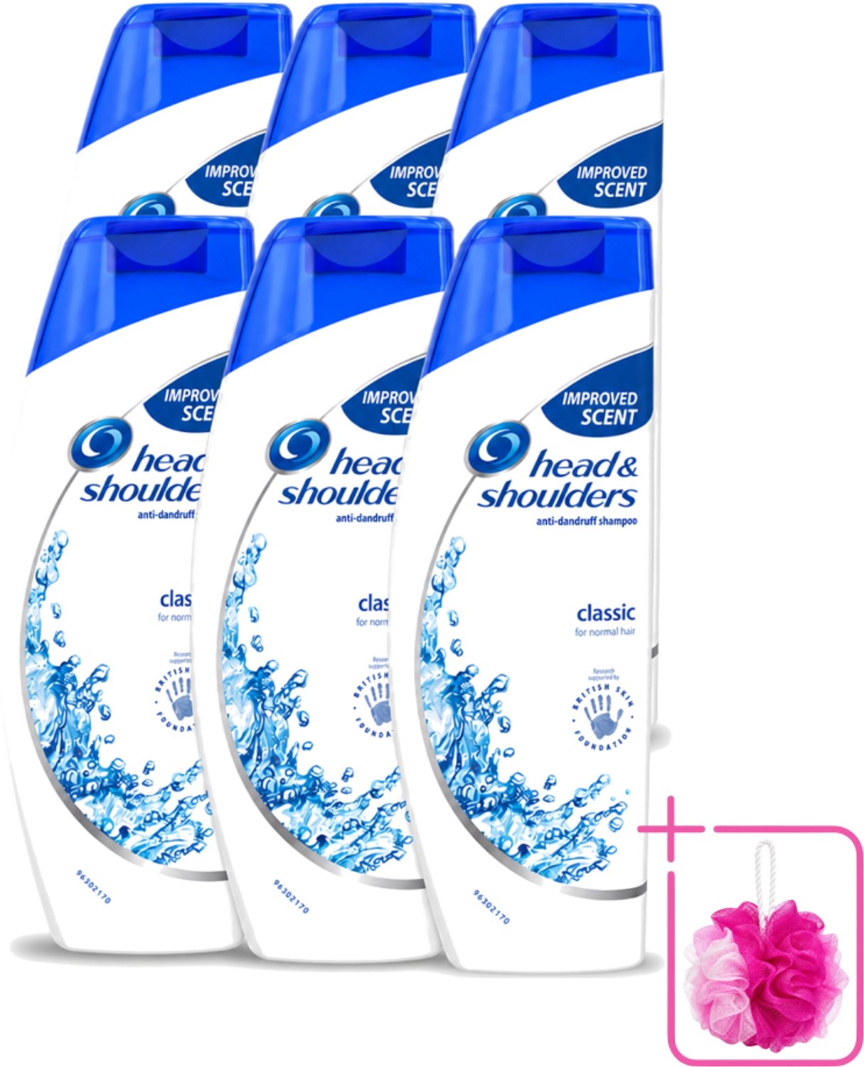 6 x Head & Shoulders - Shampoo - Classic Clean - 250ml - Bulkverpakking - Anti-roos shampoo - Douchemop - Roosvrij haar