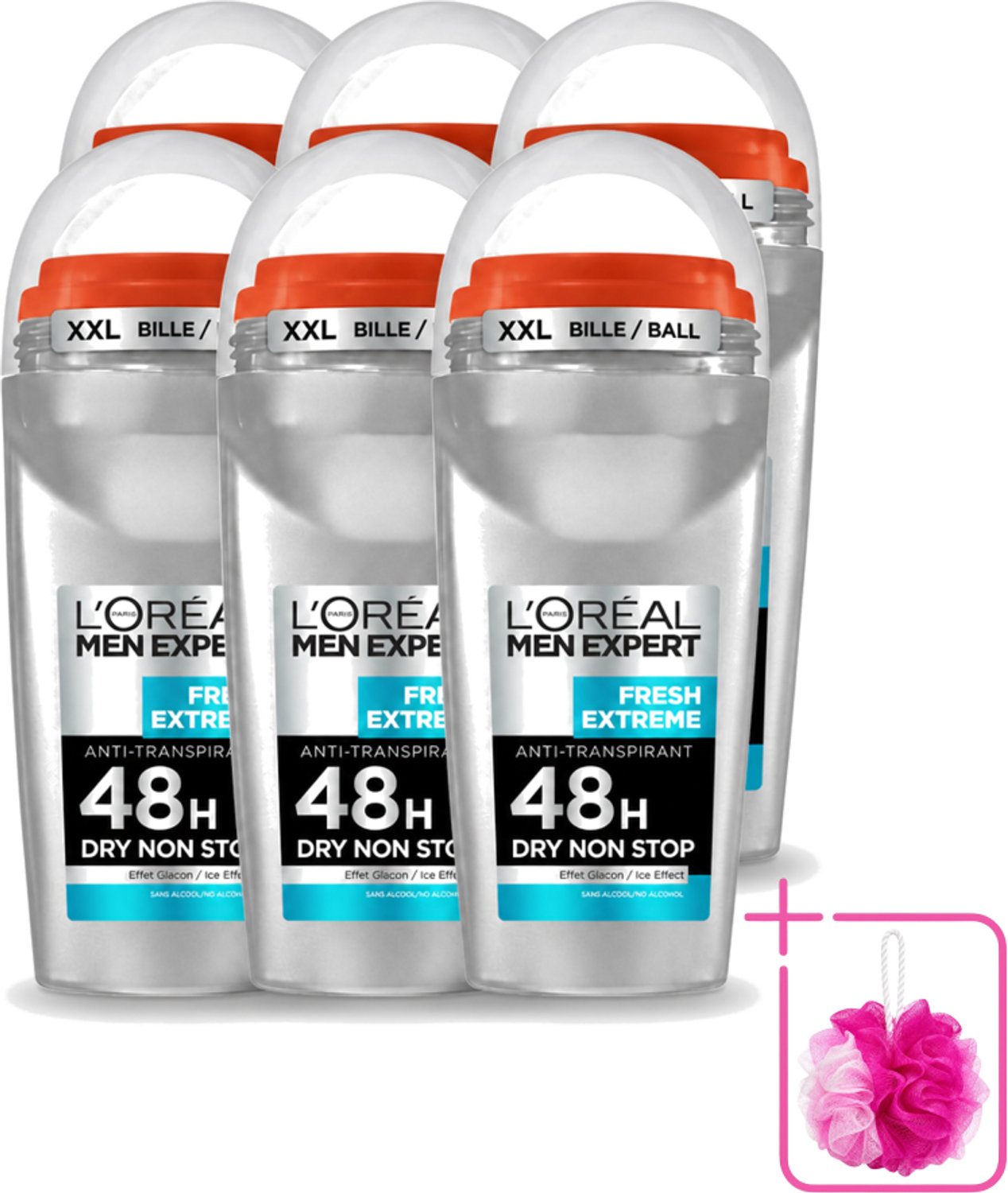 6 x L’Oréal Paris Men Expert – Deodorant Roller – Fresh Extreme 48H – 50 ml - Bulkverpakking - Anti-transpirant - Zweetbestrijding