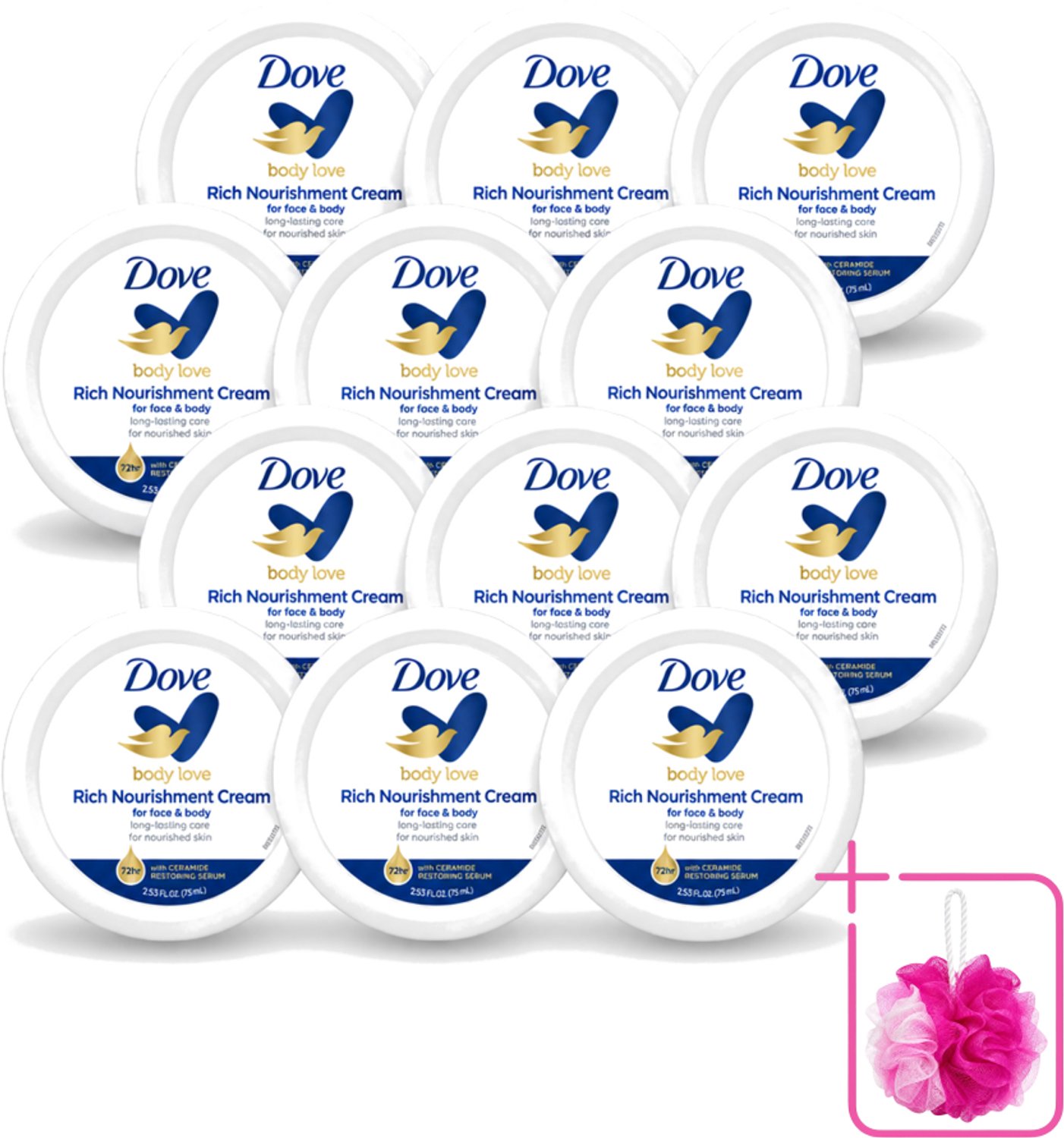 12 x Dove – Bodycrème – Rich Nourishment – 75 ml - Bulkverpakking - Bodycrème - Douchemop - Hydratatie