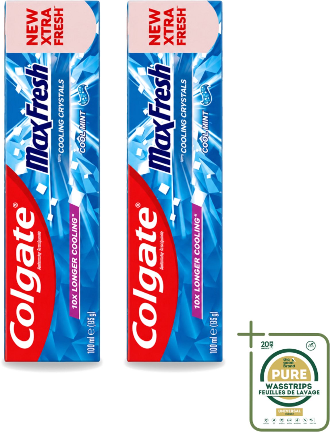 2 x Colgate - Max Fresh - Cool Mint - Tandpasta - 100ml - Wasstrips - Tandpasta - Frisse Adem - Mondhygiëne - Cariës Bestrijden - Tandplak Verwijderen