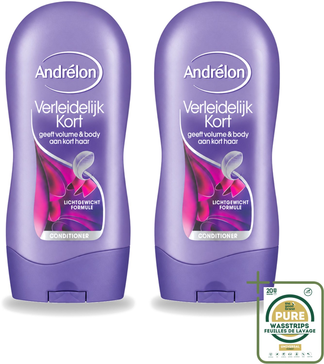 2 x Andrélon - Verleidelijk Kort - Conditioner - Voor Kort Haar - 300 ml - Wasstrips - Kort Haar Conditioner - Volume Voor Kort Haar - Verzorging Kort Haar - Luchtig Haar - Soepel Haar