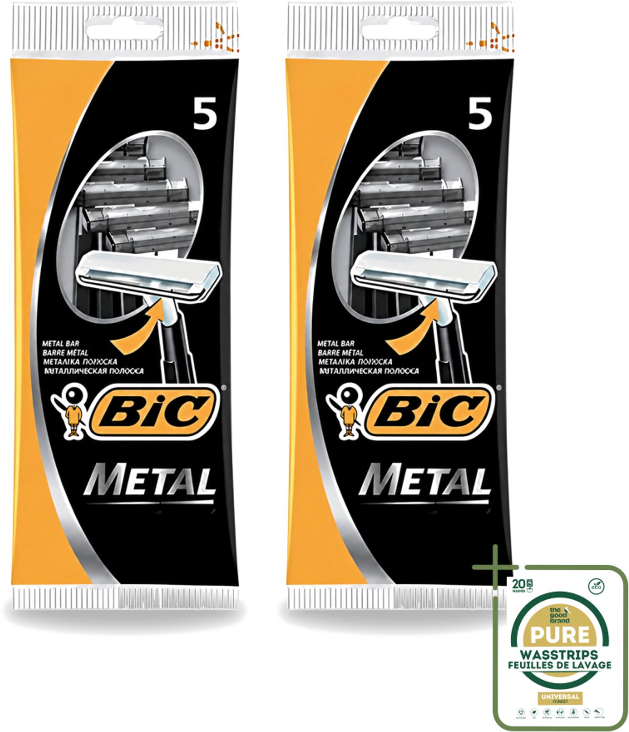2 x Bic - Scheermesjes - Metaal - Enkel Mesje - Wegwerpmesjes - 5 Scheermesjes - Scheermesje - Wegwerpmesje - Roestvrij Staal - Enkel Mesje - Precisie Scheren