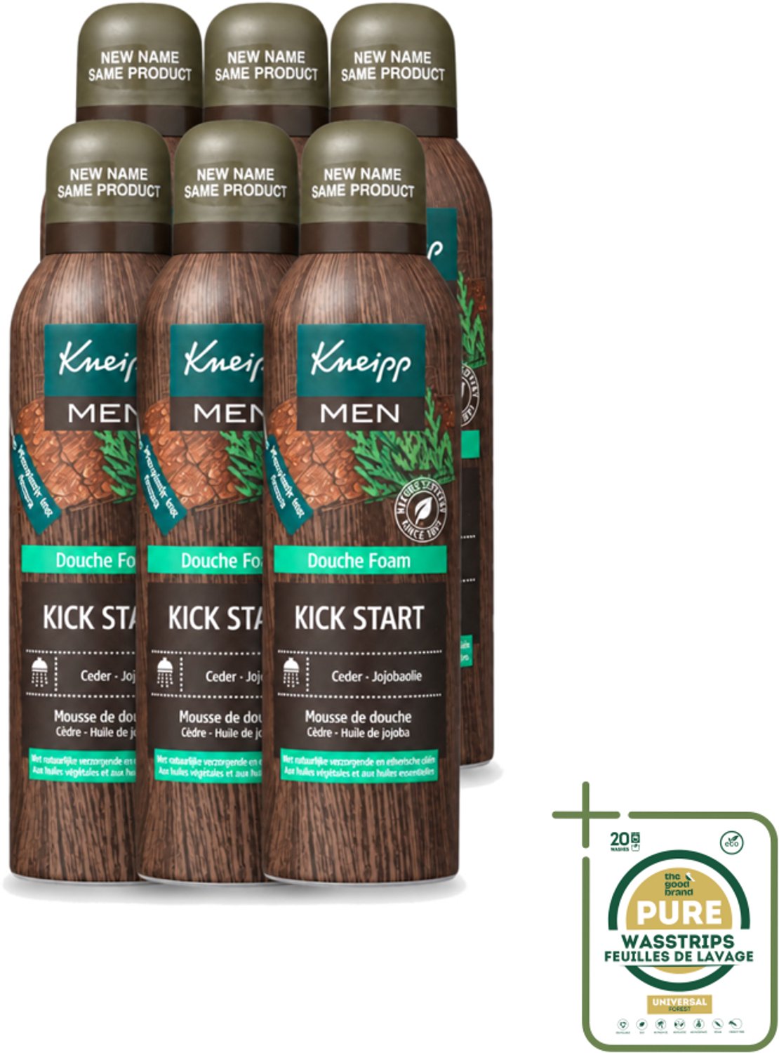 6 x Kneipp - Douchefoam - Ceder & Jojobaolie - Verzorgend - Vegan - 200 ml - Wasstrips - Douchefoam - Ceder - Jojobaolie - Vegan - Natuurlijke Douchefoam
