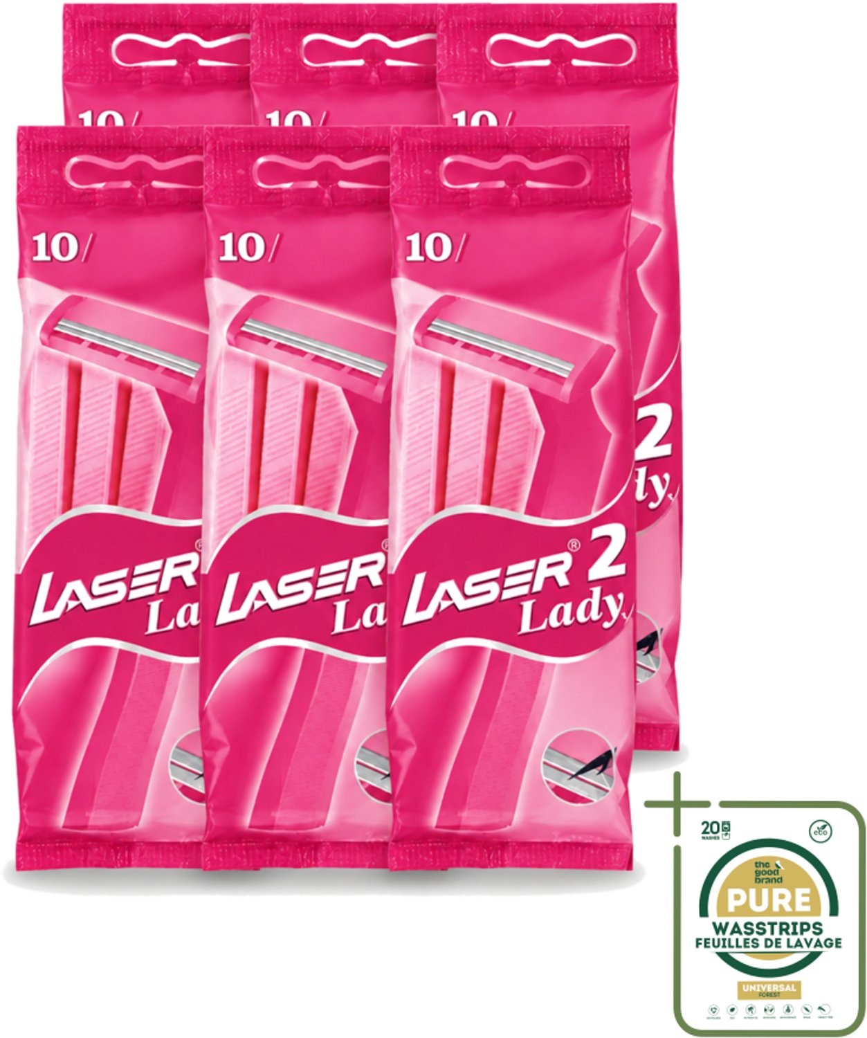 6 x Benson - Laser Twin Women - Wegwerpscheermesjes - Voor Vrouwen - 10 Mesjes - Scheermesje Vrouw - Wegwerpscheermesje - Tweevoudige Scheermesjes - Vrouwelijke Scheermesjes - Scheerresultaat