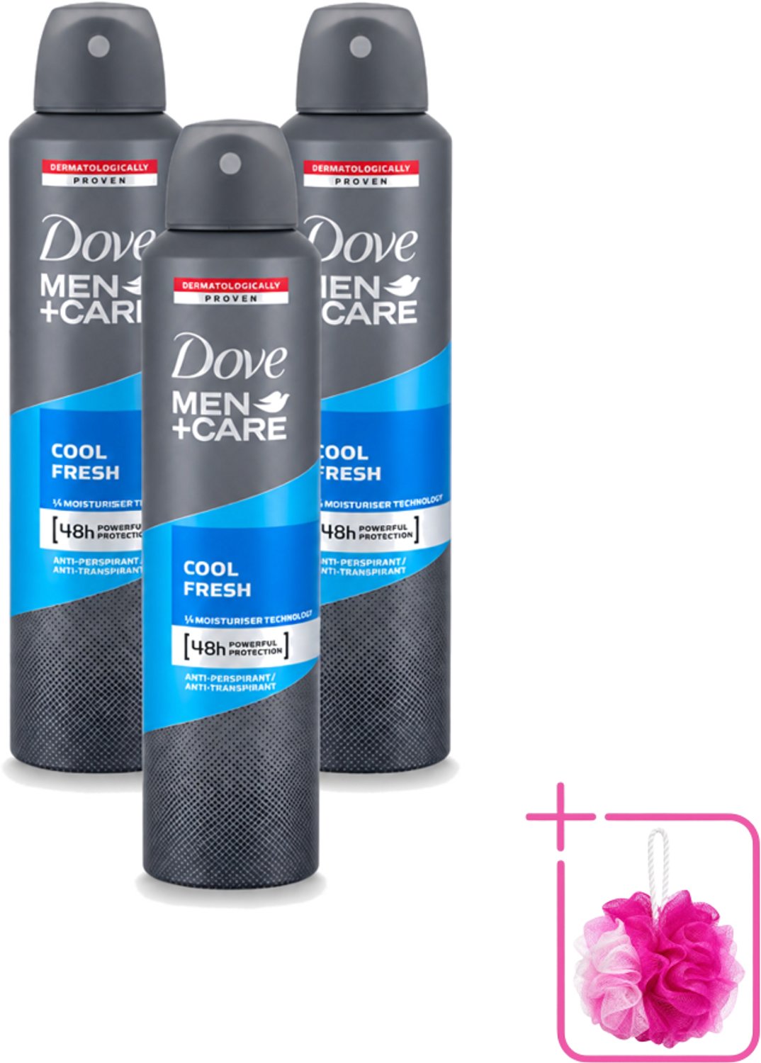 3 x Dove - Deodorant - Spray Men+Care Cool Fresh - Verfrissend en langdurige bescherming - 250 ml - Bulkverpakking - Deodorant spray - Douchemop - Zweetgeur