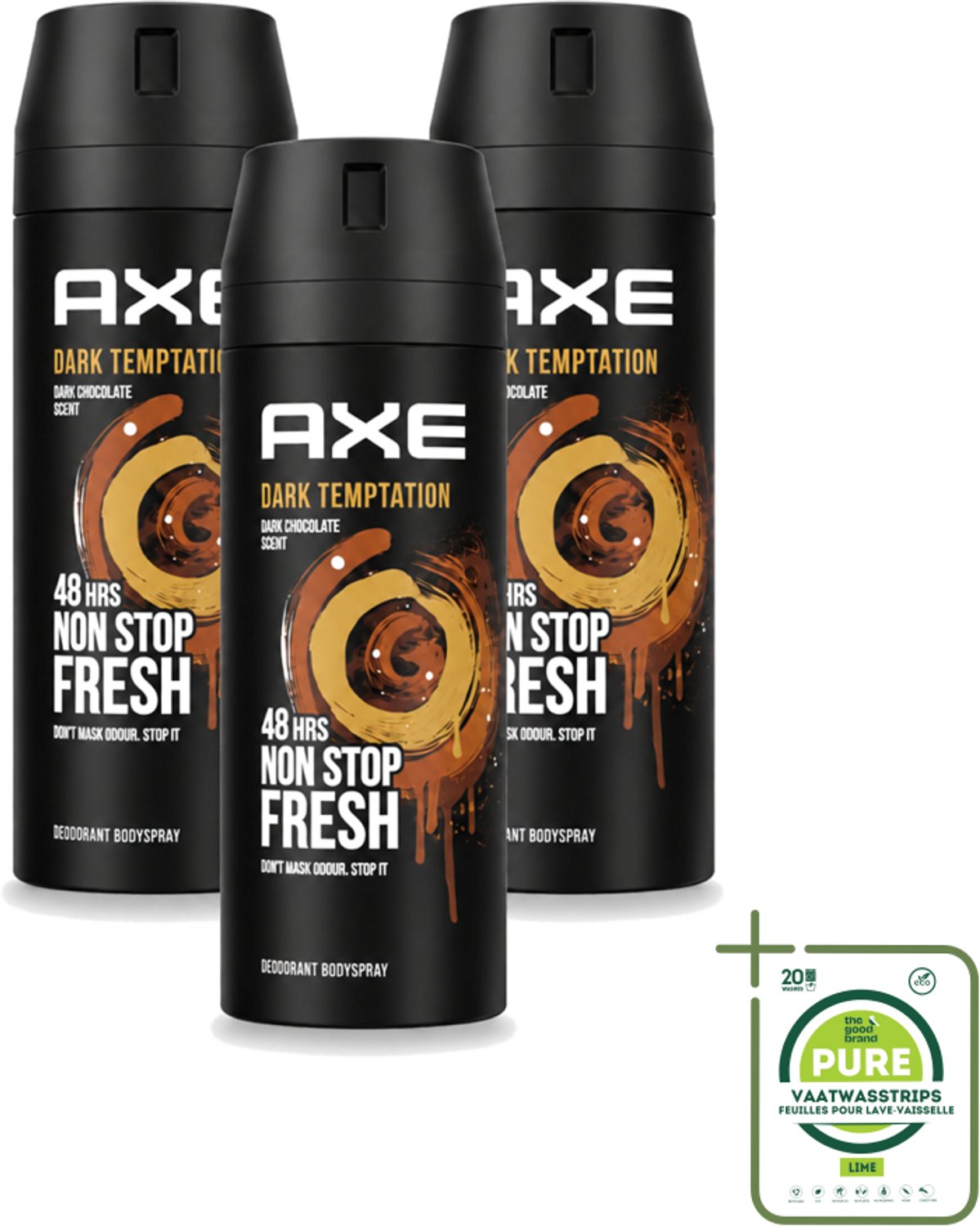 3 x Axe – Deodorant Spray – Dark Temptation – 150 ml - Grootverpakking - Deodorant Voor Mannen - Warme Geur - Chocolade Geur - Verleidelijke Geur - Transpiratiegeur
