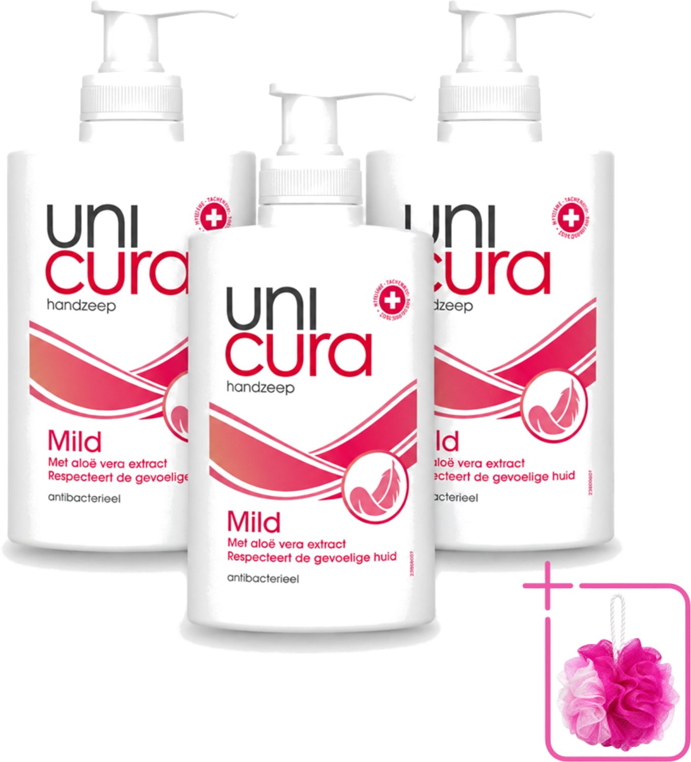 3 x Unicura - Vloeibare Zeep Mild - Verzachtend - 250 ml - Bulkverpakking - Handzeep - Douchemop - Antibacterieel