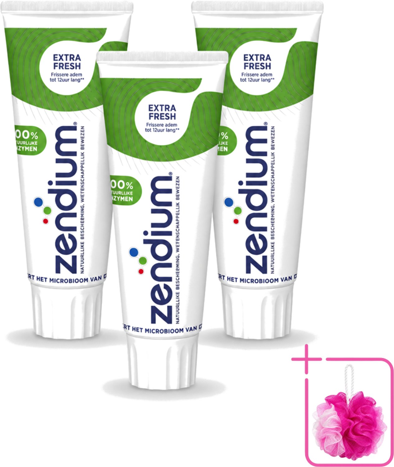3 x Zendium - Extra Fresh - Tandpasta - Natuurlijke Enzymen - 75 ml - Bulkverpakking - Tandpasta - Douchemop - Enzymen