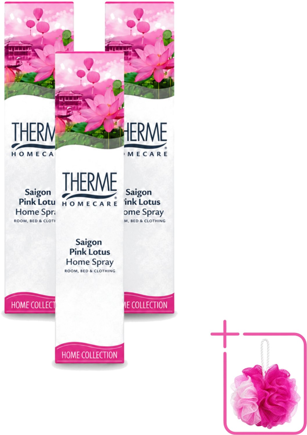 3 x Therme - Interieurspray - Saigon Pink Lotus - Oosterse Romantiek in Huis - 60 ml - Bulkverpakking - Interieurspray - Geur