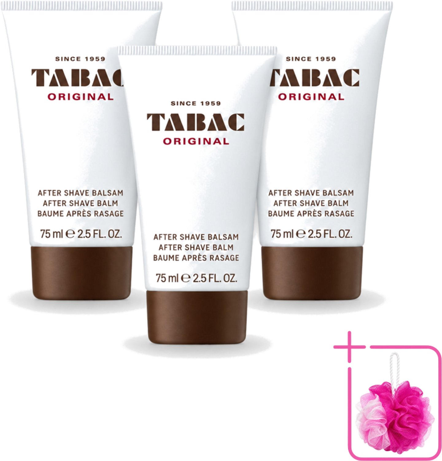 3 x Tabac Original Men - Aftershave Balsem - Verzachtend - 75 ml - Bulkverpakking - Aftershave balsem - Douchemop - Huid verzorgen