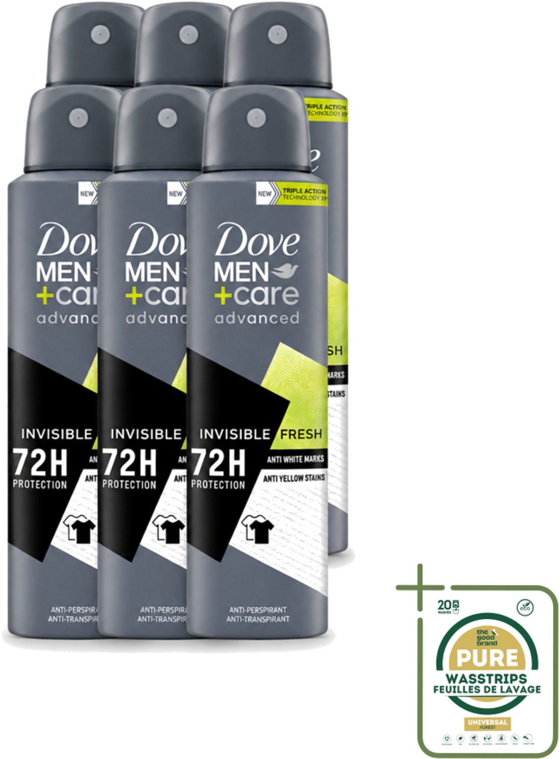 6 x Dove Men+Care – Deodorant Spray – Advanced Invisible Fresh – 150 ml - Deodorant Spray Voor Mannen - Geur Tegen Zweet - Verzorging Okselhuid - Frisheid - Zweetgeur